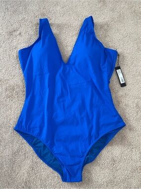 TA3 Plungey One Piece Swimsuit Sapphire Blue 3X Regular/Long NWT